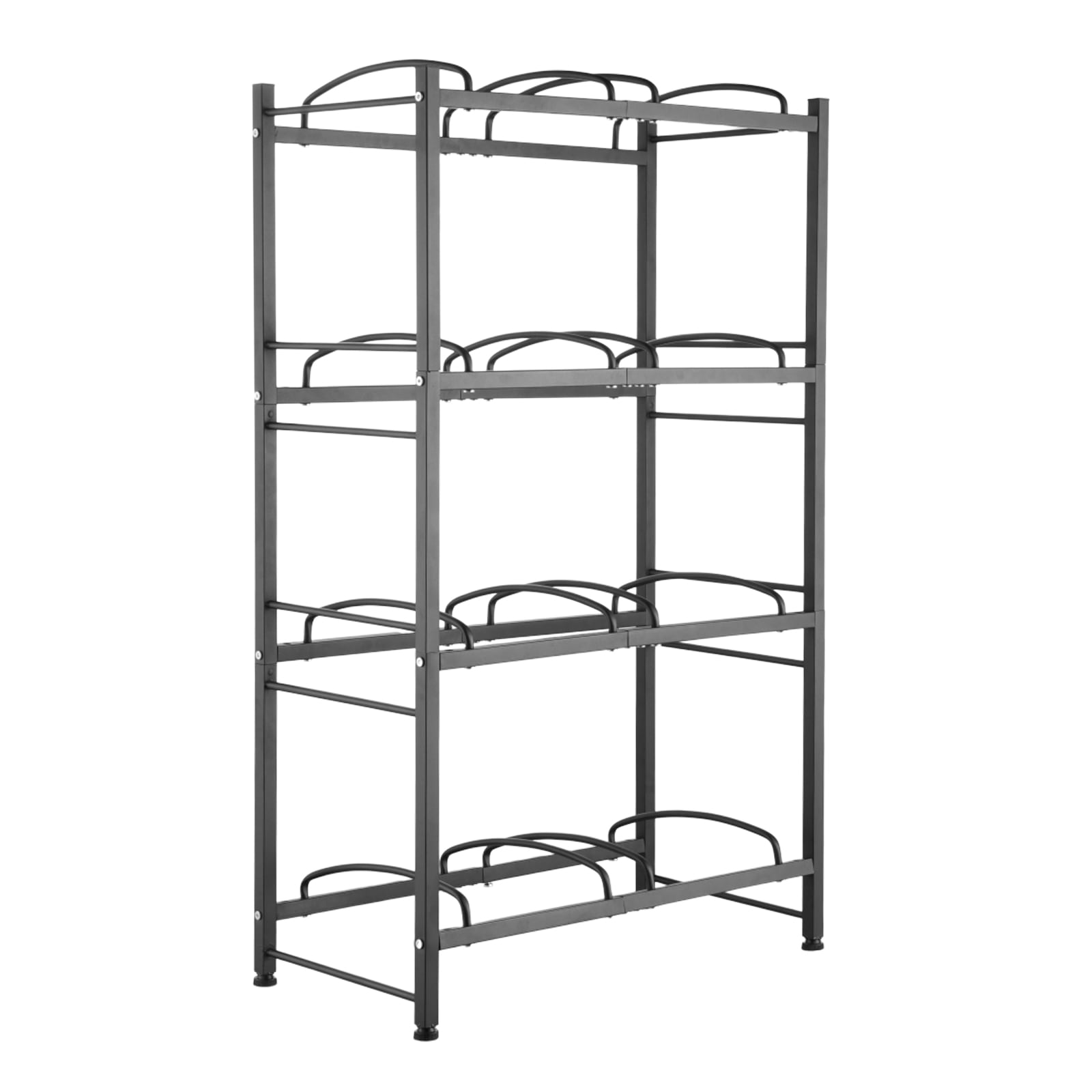 4 Tier Water Bottle Rack Double Row Jug Holder Shelving Unit Black_voghion.com